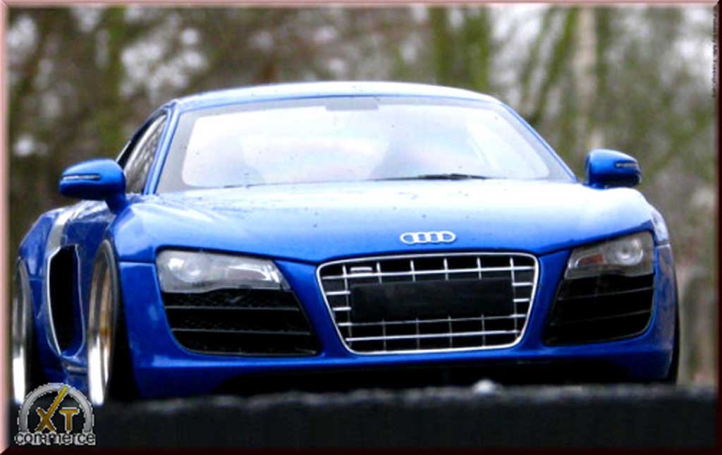 Audi R8 5.2 FSI 1/18 Kyosho 5.2 FSI blauw jantes bbs 20 pouces modelauto