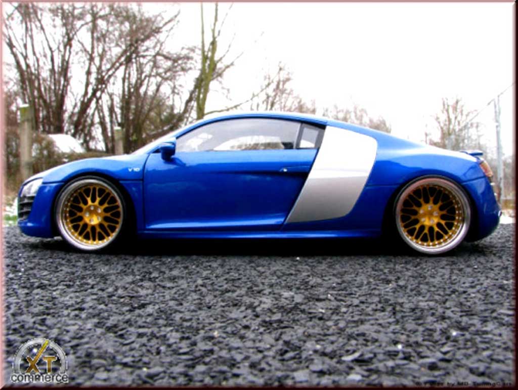 Audi R8 4.2 fsi 5.2 blauw jantes bbs 20 pouces 1/18 Kyosho