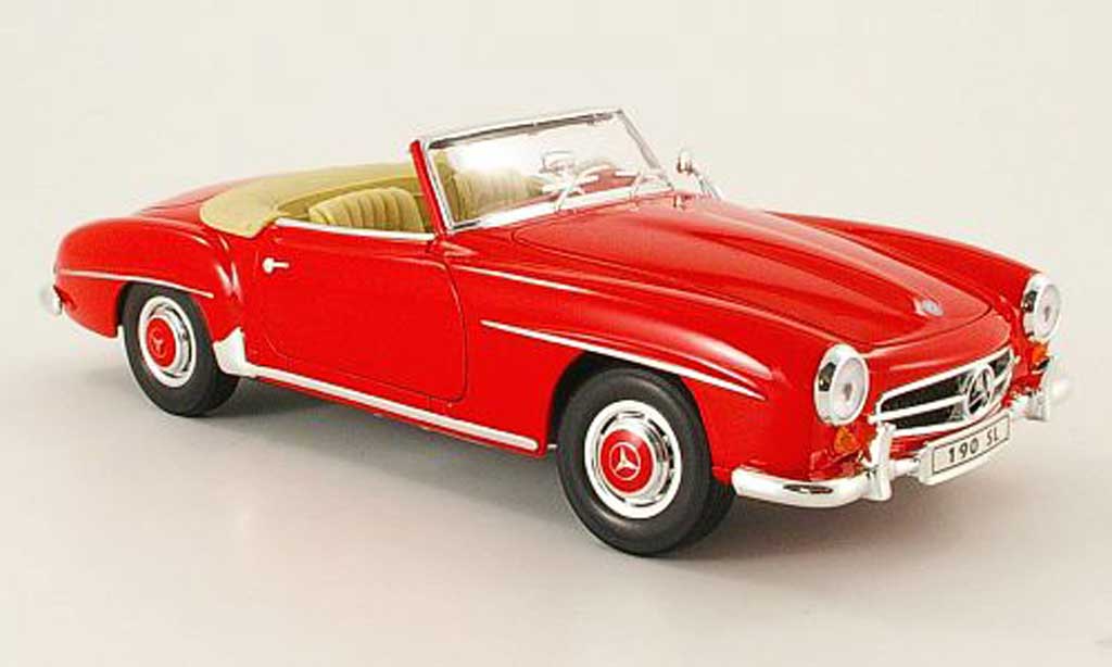 Mercedes 190 SL 1/18 Welly SL rood offen 1955 modelauto