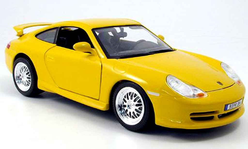 Porsche 996 GT3 1/18 Burago GT3 geel strassenversion modelauto