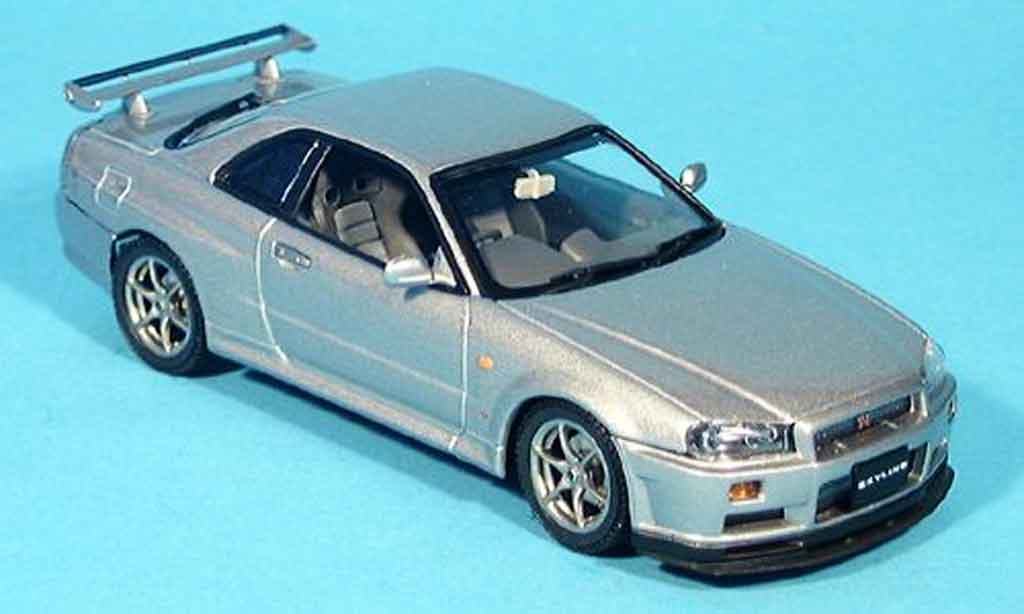 Nissan Skyline R34 1/43 Autoart R34 GTR grijs metallic 1999 modelauto