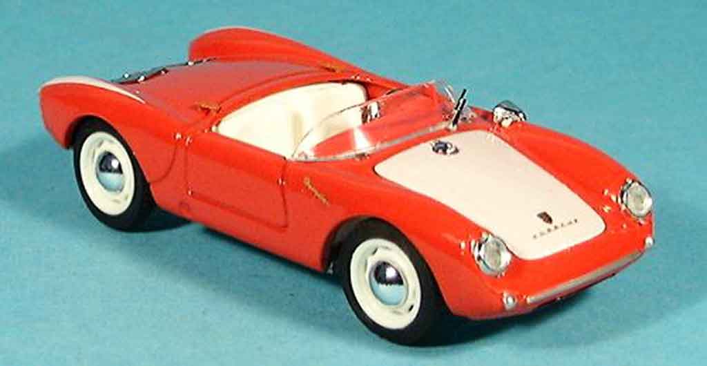 Porsche 550 1954 1/43 Brumm 1954 rood wit Strassenversion modelauto