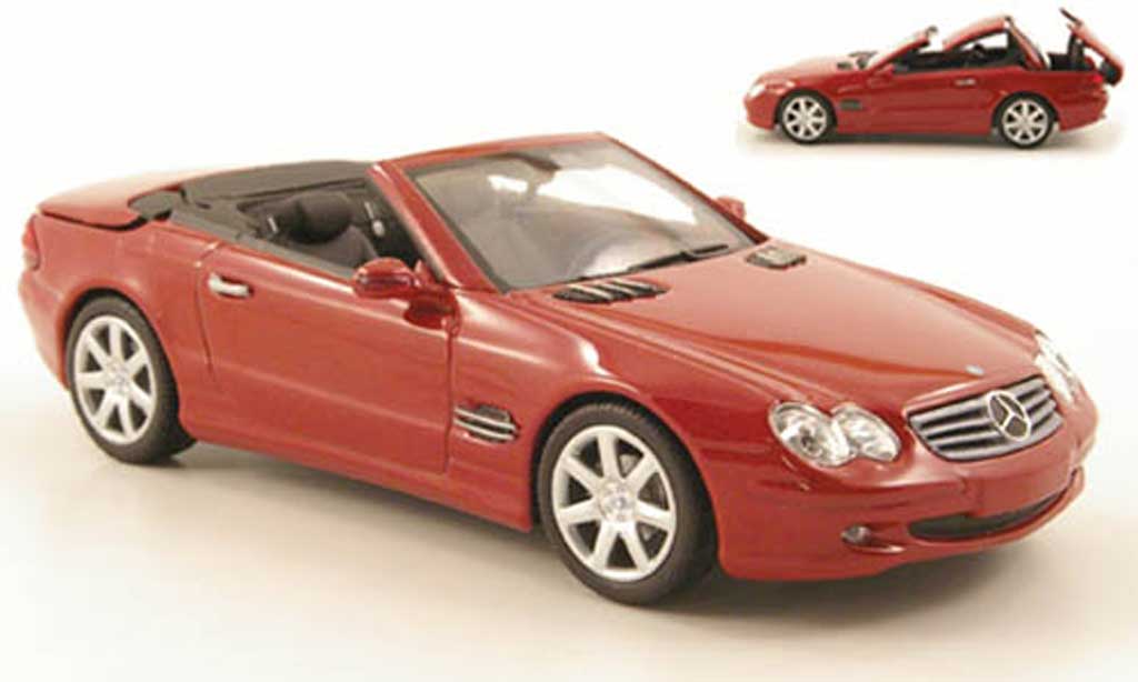 Mercedes Classe SL 1/43 Minichamps rood avec funktionsfahigem Verdeck 2001 modelauto