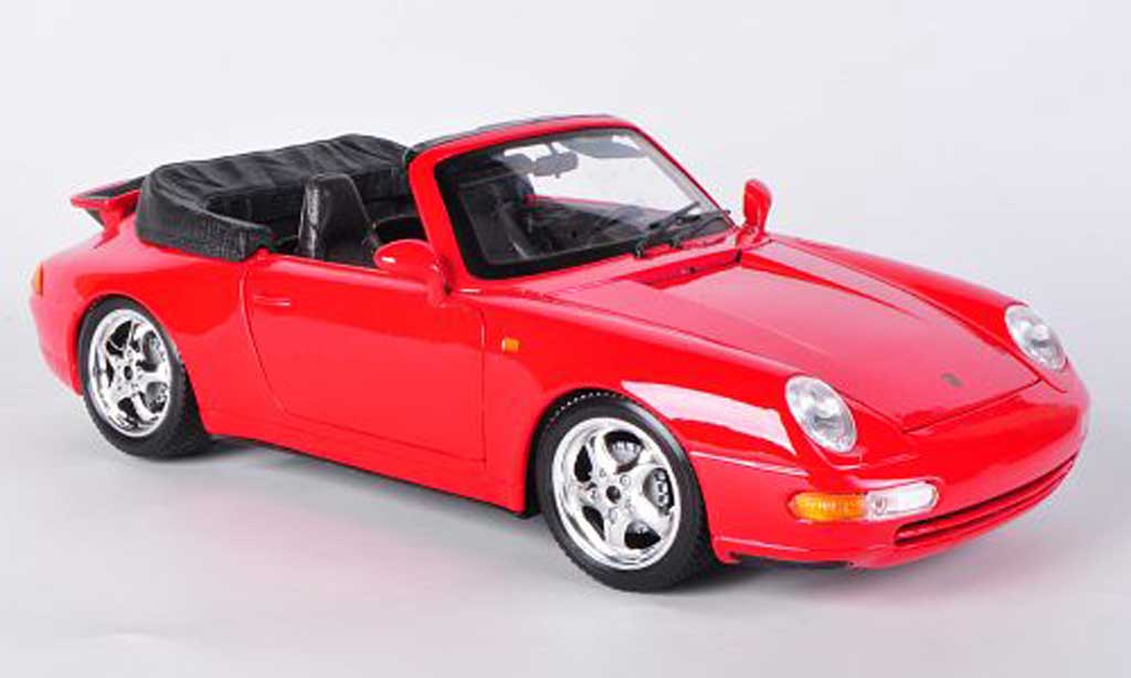 Porsche 993 Cabriolet 1/18 Burago Cabriolet Carrera rood modelauto
