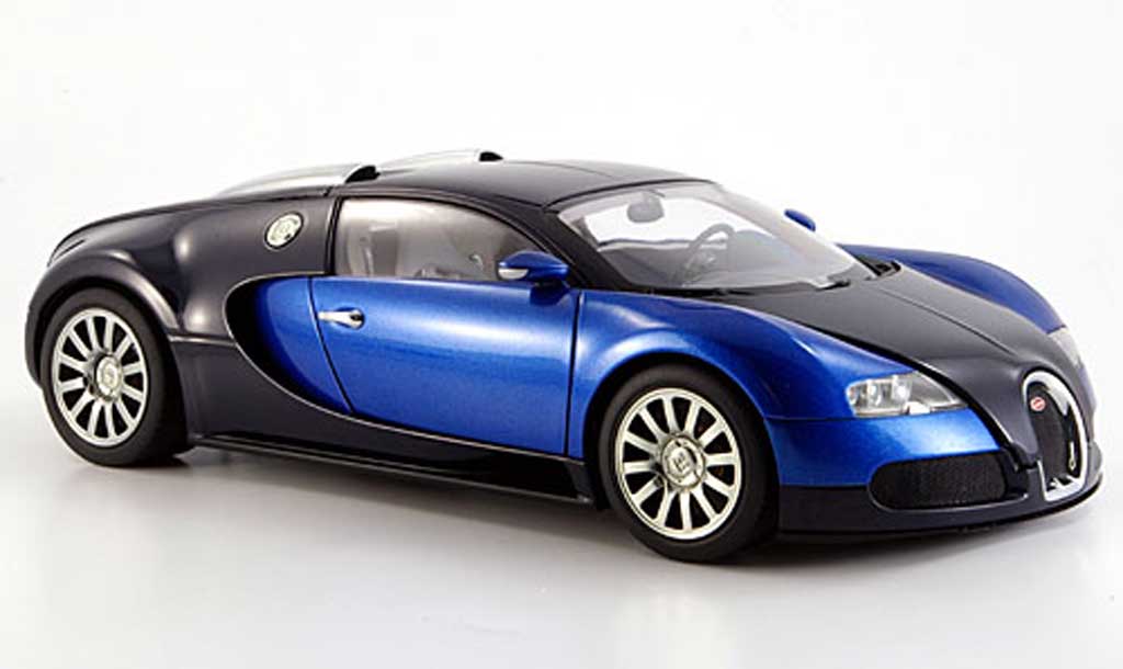 Bugatti Veyron 16.4 1/18 Autoart 16.4 eb blauw zwart modelauto