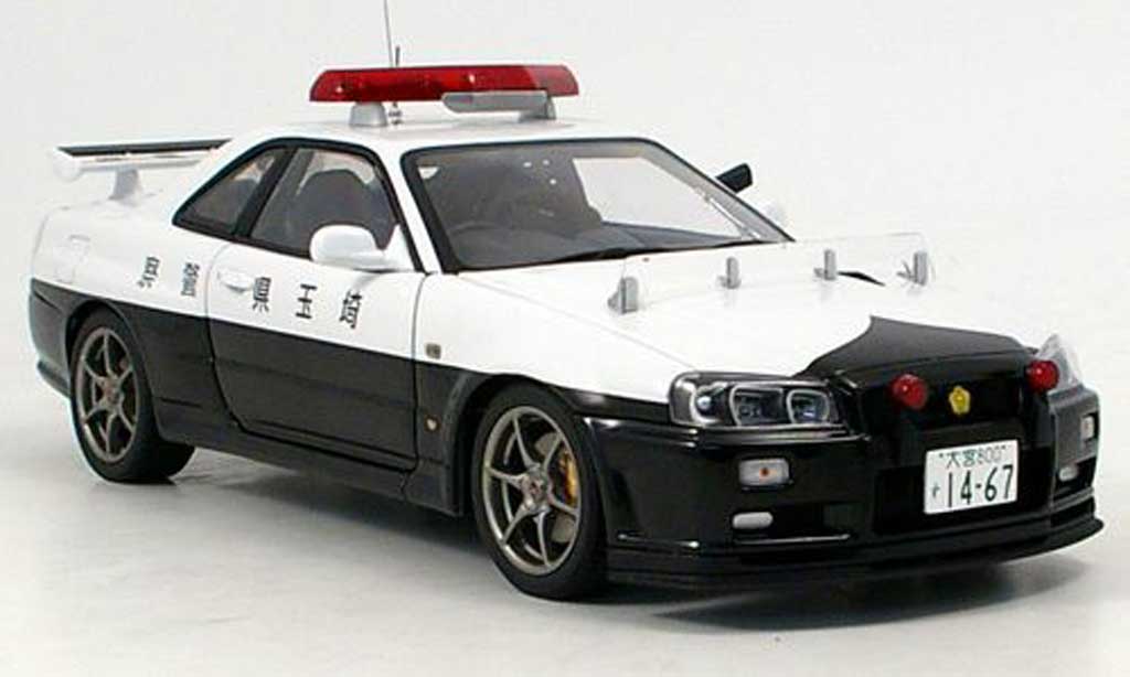Nissan Skyline R34 1/18 Autoart R34 gtr politie modelauto