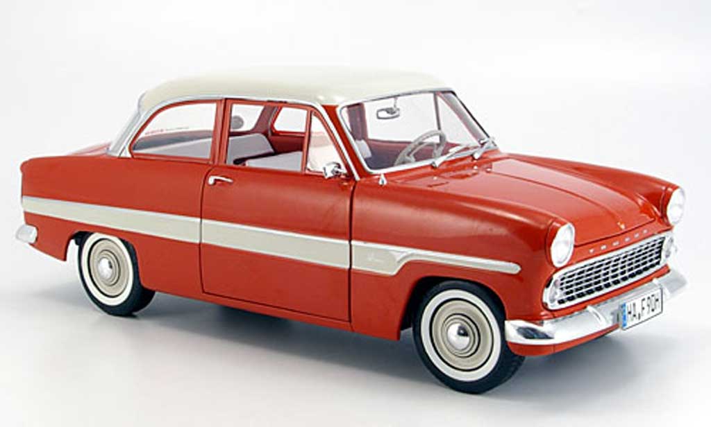 Ford Taunus 1/18 Revell 12m rood/wit bandes 1962 modelauto