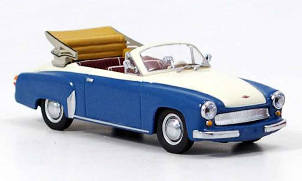 Wartburg 312 1/43 Minichamps A Cabrio blauw wit 1958 modelauto
