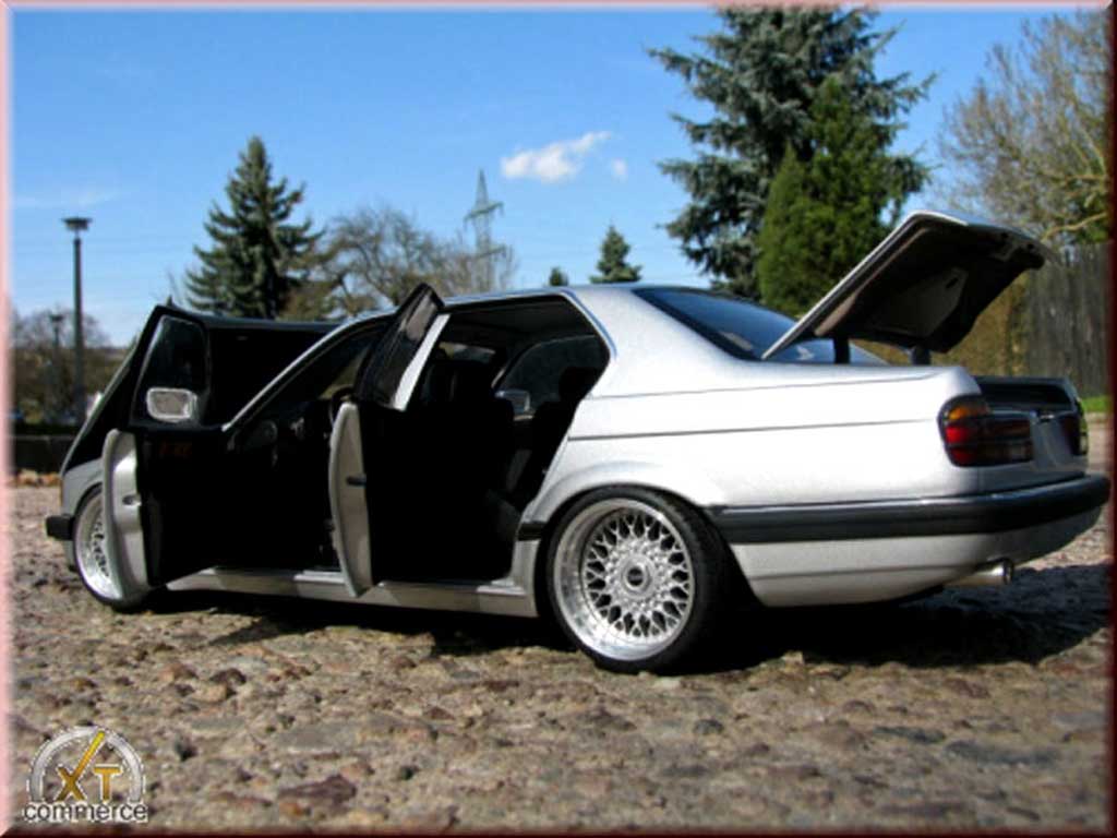 Bmw 730 E32 i grijs jantes bbs bords larges echappement inox 1/18 Minichamps