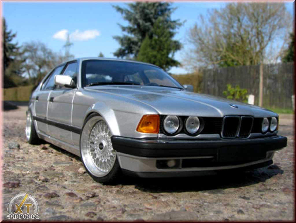 Bmw 730 E32 i grijs jantes bbs bords larges echappement inox 1/18 Minichamps