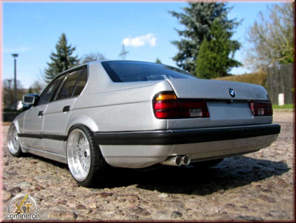 Bmw 730 E32 i grijs jantes bbs bords larges echappement inox 1/18 Minichamps