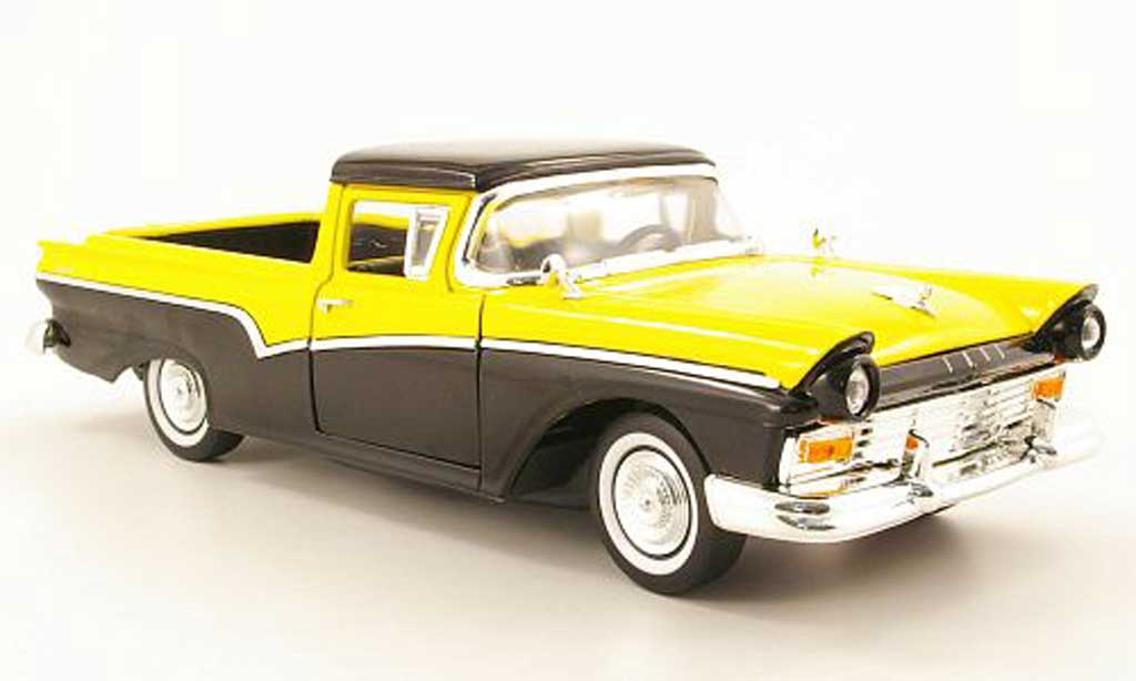 Ford Ranchero 1/18 Yat Ming zwart/geel 1957 modelauto