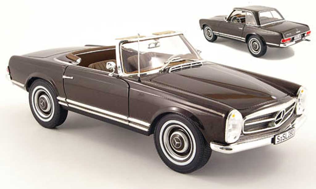 Mercedes 230 1/18 Norev sl (w 113) bruin modelauto