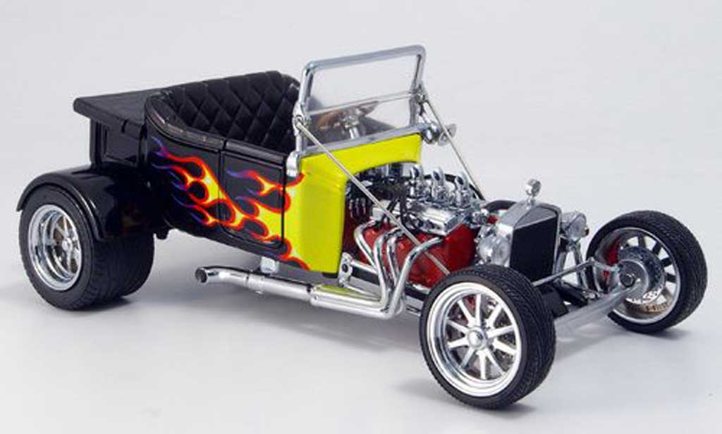 Ford Hot Rod 1/18 Yat Ming t-bucket zwart avec geelen flammen offen 1925 modelauto