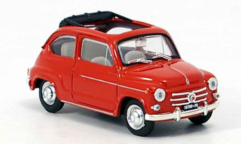 Fiat 600 1/43 Brumm D offenrood 1960 modelauto