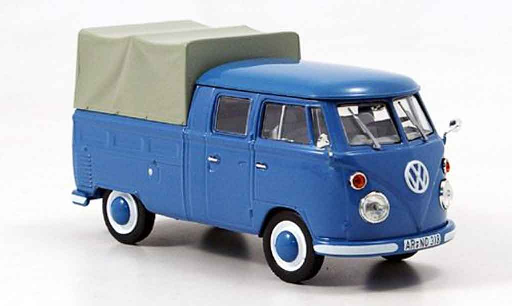 Volkswagen Combi 1/43 Norev t 1 doppelkabine blauw 1963 modelauto