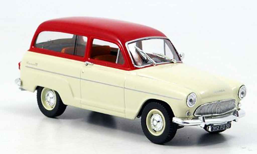 Simca P 60 1/43 Norev ranch beige/ rood 1961 modelauto