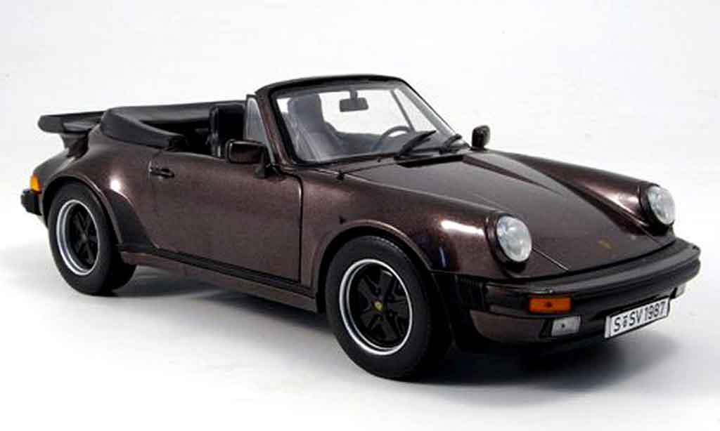 Porsche 930 Turbo 1/18 Norev Turbo 3.3l cabriolet bruin 1987 modelauto