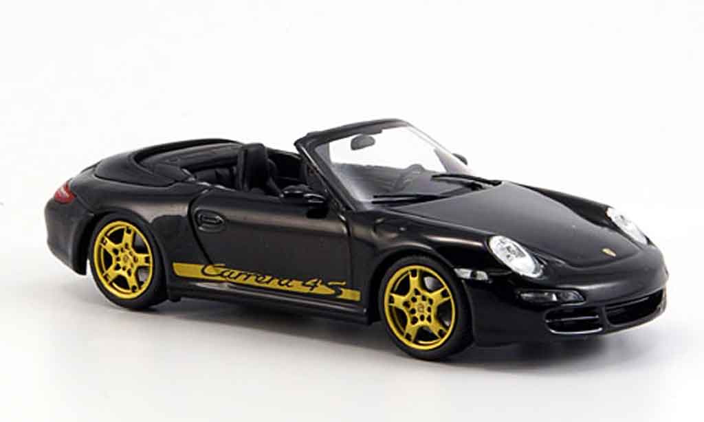 Porsche 997 4S 1/43 Minichamps Carrera 4S zwart geoffnetes Verdeck 2005 modelauto