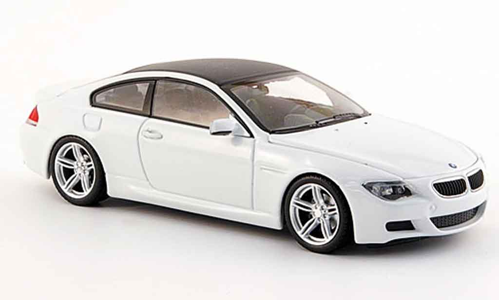 Bmw M6 E63 1/43 Minichamps E63 Coupe wit Linea Bianco 2007 modelauto