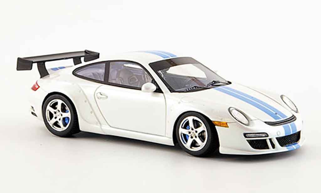 Ruf RGT 1/43 Spark wit avec blauw Streifen 2007 modelauto