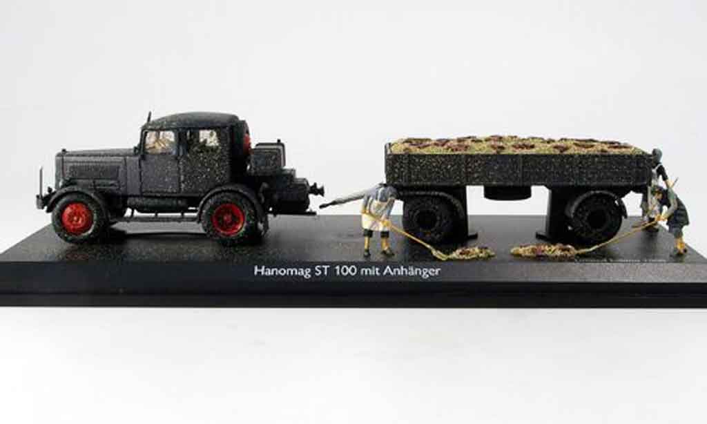 Hanomag ST 100 1/43 Schuco avec 2 Achs Anhanger und Figuren modelauto