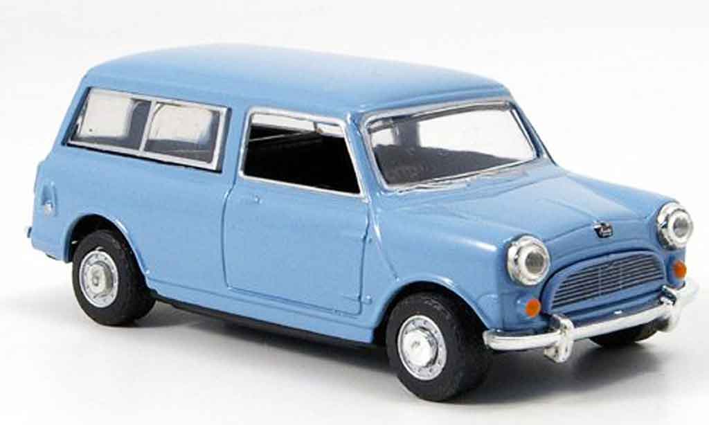 Austin Mini Van 1/43 Oxford Mini Traveller blauw grijs modelauto