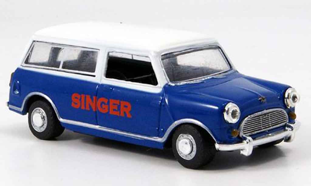 Austin Mini Van 1/43 Oxford Traveller blauw wit Singer modelauto