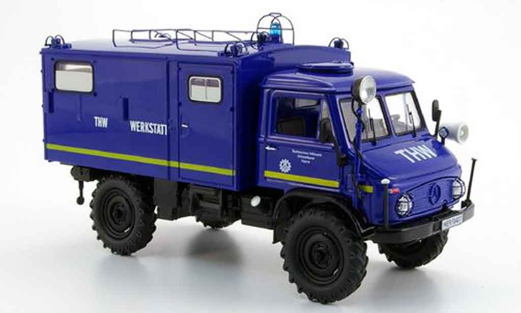 Mercedes Unimog 1/43 Schuco 404 S THW Werkstatt Funkkoffer modelauto