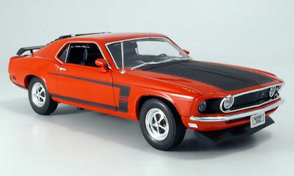Ford Mustang 1969 1/18 Welly 1969 boss rood/mattzwart modelauto