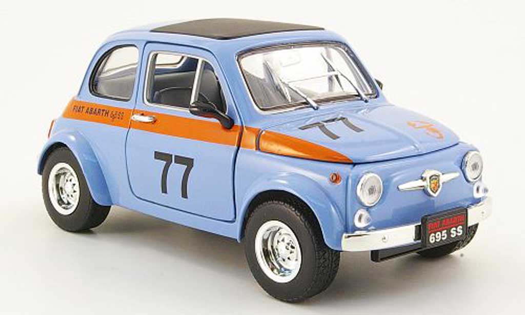 Fiat 500 Abarth 1/18 Mondo Motors Abarth 695ss blauw no.77 modelauto