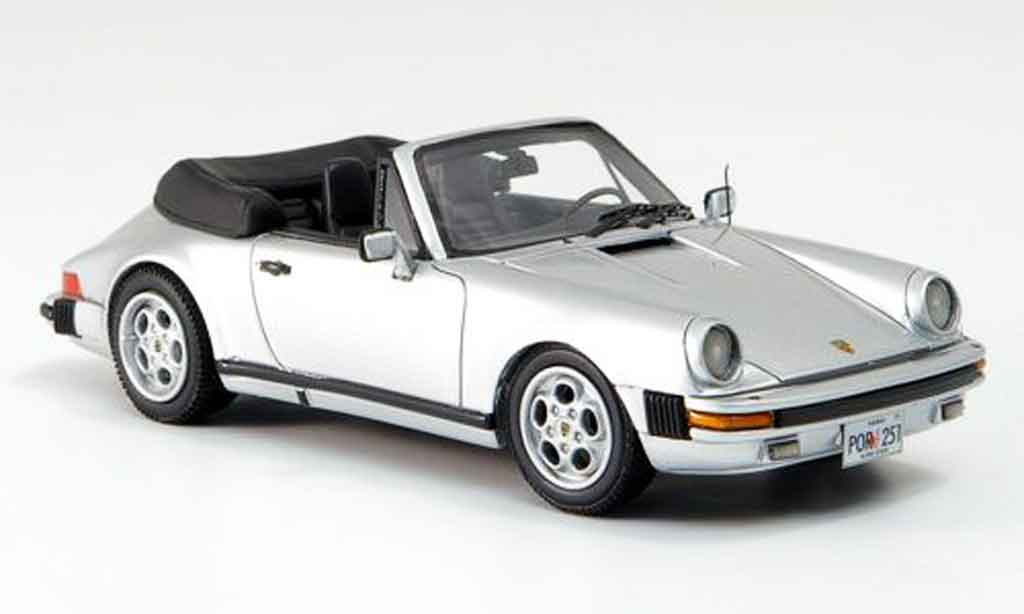 Porsche 930 1/43 Neo Carrera Cabrio grijs metallic US Version 1985 modelauto