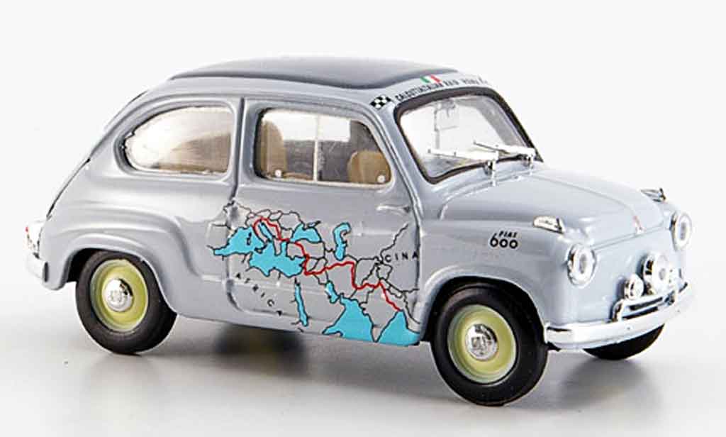 Fiat 600 1/43 Brumm Raid Rom Kalkutta 13260 km in 11 Tagen 1955 modelauto