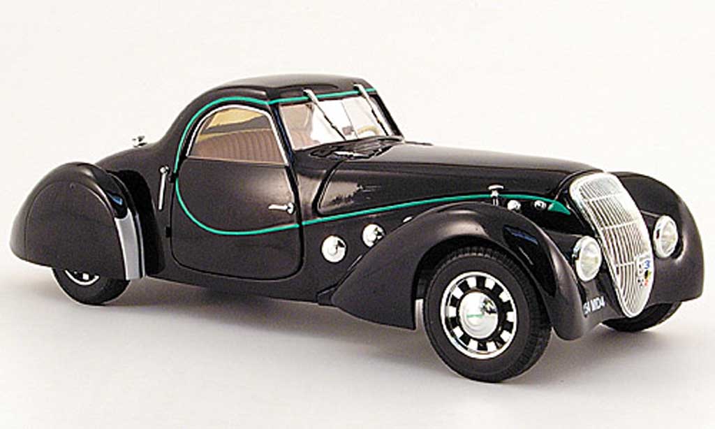 Peugeot 302 coupe 1/18 Norev coupe Darl'Mat zwart 1937 modelauto