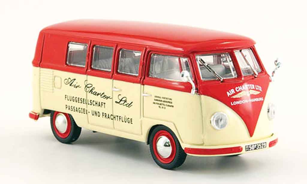 Volkswagen Combi 1/43 Norev t1a bus air charter ltd. wit rood 1958 modelauto