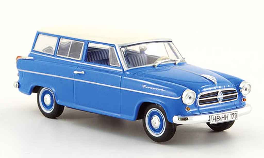 Borgward Isabella 1/43 Norev Combi blauw wit 1960 modelauto