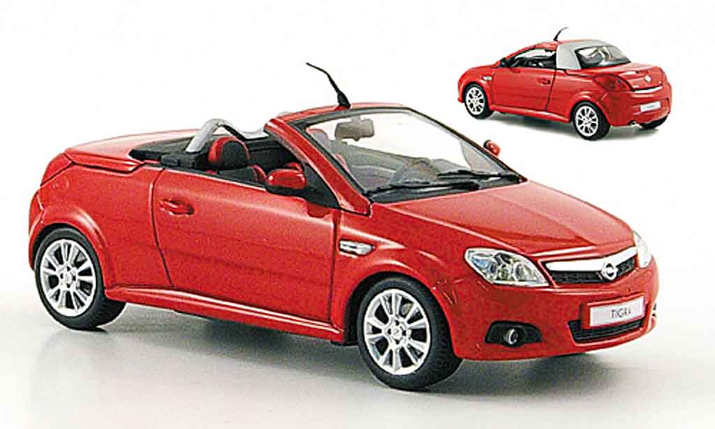 Opel Tigra 1/43 Minichamps twin top rood 2004 modelauto