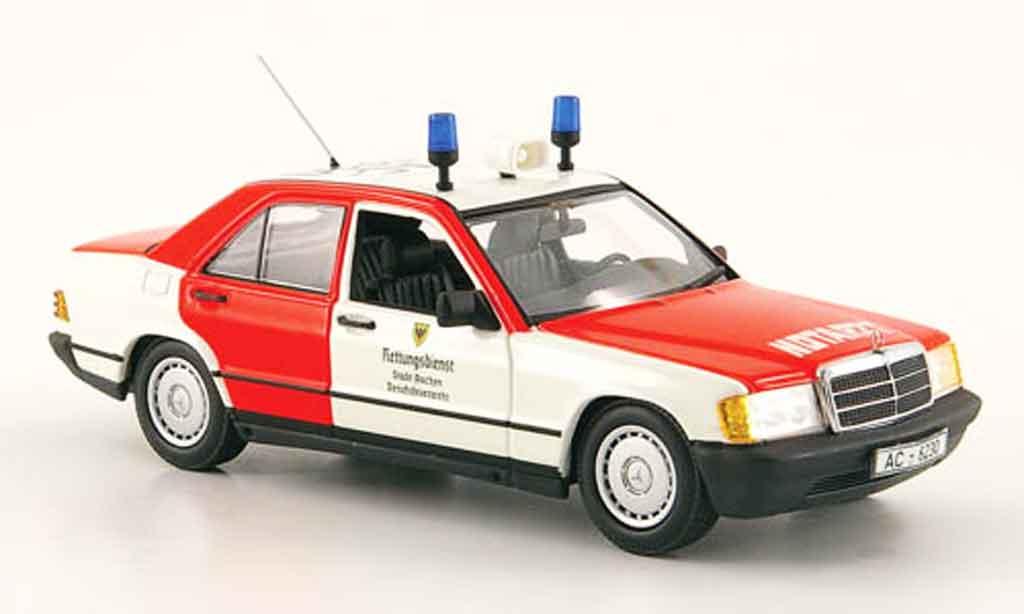 Mercedes 190 D 1/43 Minichamps D (W201) Notarzt pompier Aachen 1984 modelauto