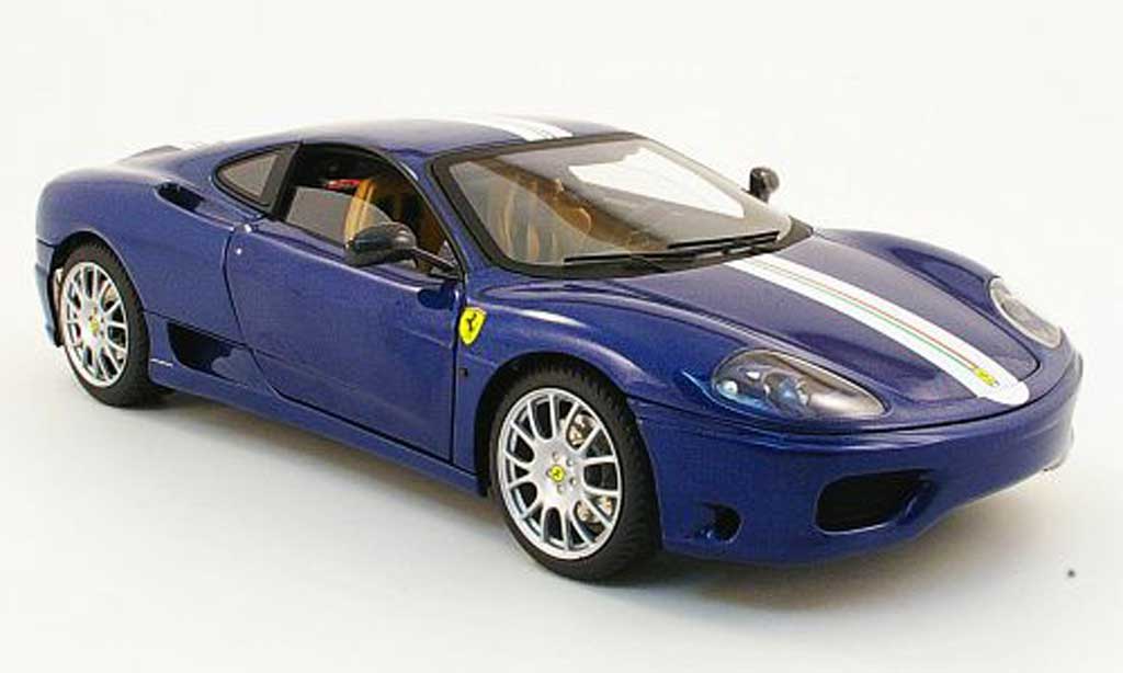 Ferrari 360 Modena Challenge 1/18 Hot Wheels Modena Challenge stradale blauw avec italia-bandes modelauto