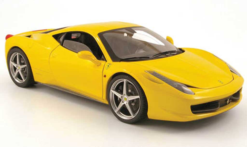 Ferrari 458 Italia 1/18 Hot Wheels Italia geel 2009 modelauto