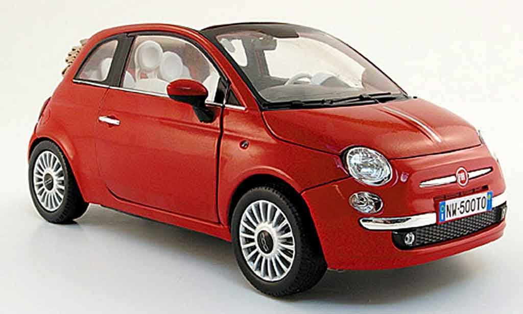 Fiat 500 C 1/18 Mondo Motors C cabriolet rood 2009 modelauto