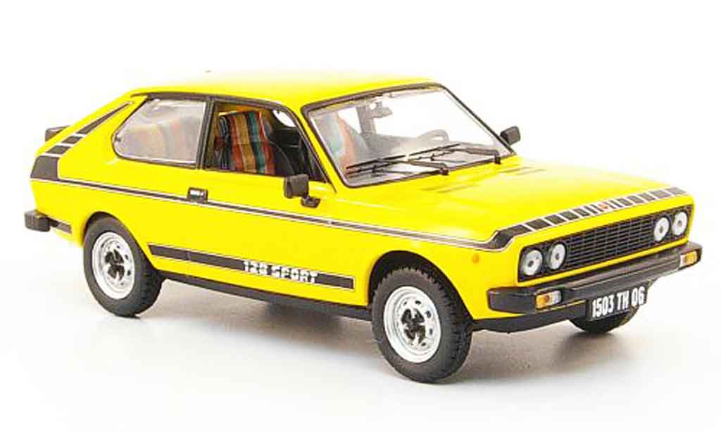 Fiat 128 1/43 Norev Coupe Sport geel 1978 modelauto