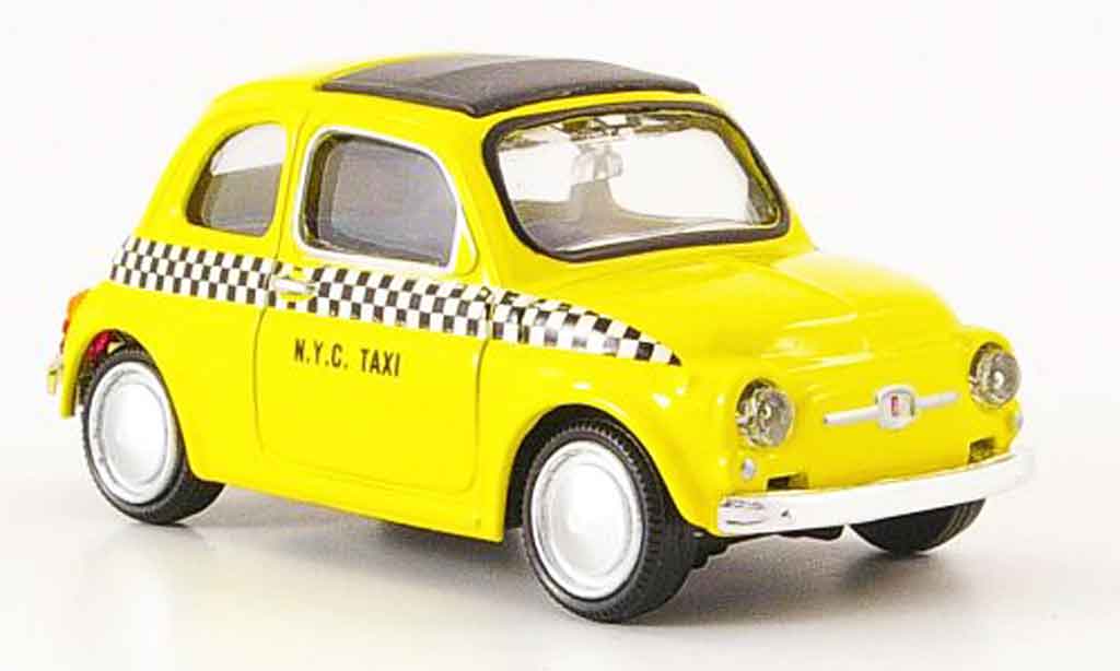 Fiat 500 1/43 Mondo Motors N.Y.C. Taxi geel 1957 modelauto