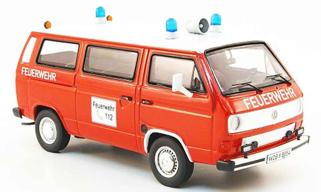 Volkswagen Combi 1/43 Premium Cls t3b bus pompier rood wit modelauto