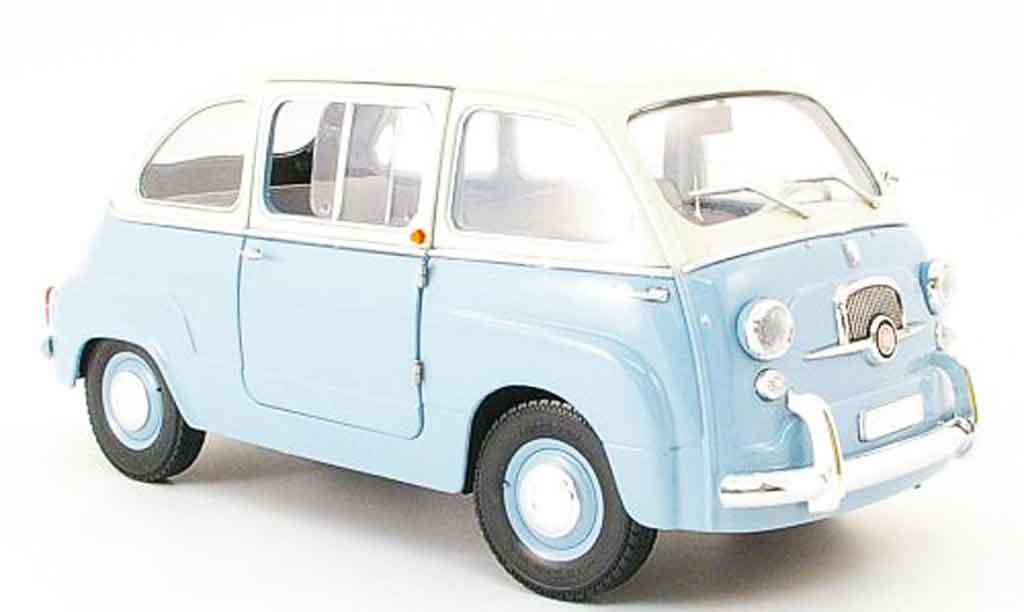 Fiat 600 1/18 Mini Miniera multipla bicolore blauw/grijs modelauto