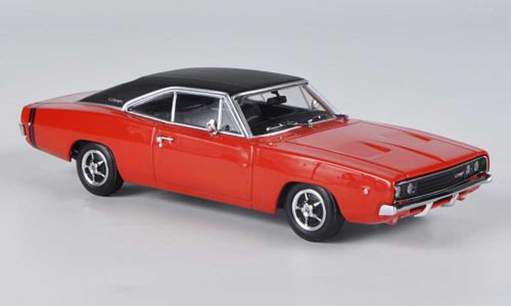 Dodge Charger 1968 1/43 Minichamps 1968 R/T rood/mattzwart modelauto