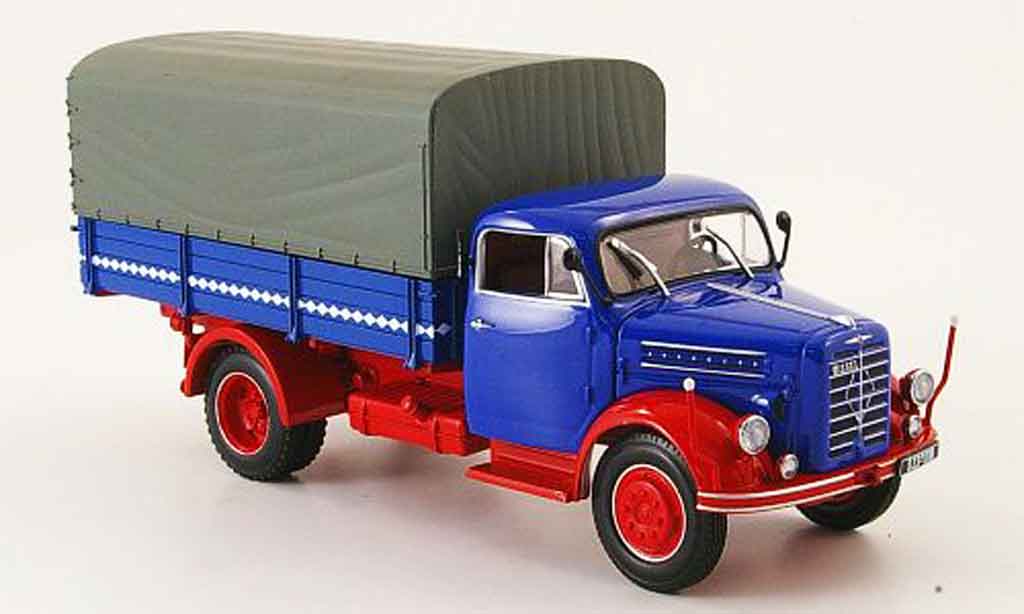 Borgward B4500 1/43 Minichamps Pritsche Plane blauw rood avec Rautenband 1954 modelauto