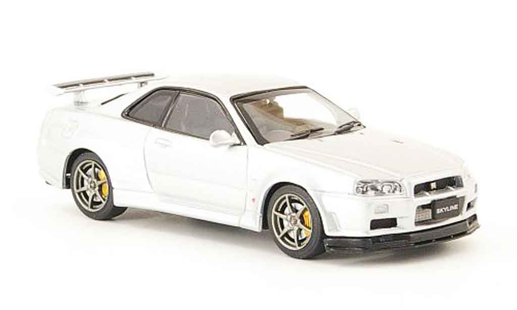 Nissan Skyline R34 1/43 Ebbro R34 GT R V Spec II grijs metallic 2001 02 modelauto