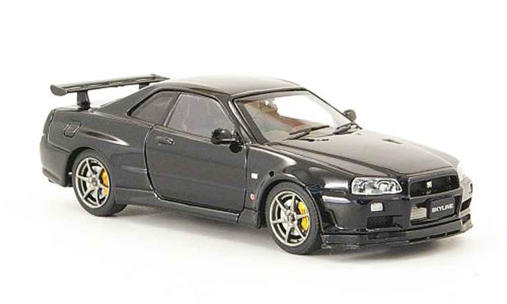 Nissan Skyline R34 1/43 Ebbro R34 GT R V Spec II zwart 2001 02 modelauto