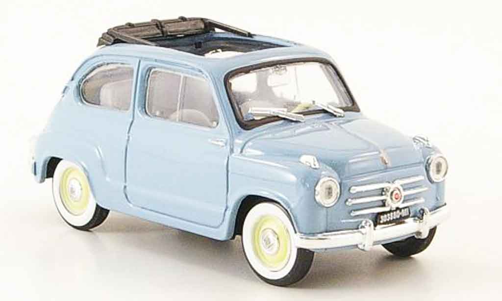 Fiat 600 1/43 Brumm (Serie 1) grijsblauw offen 1956 modelauto